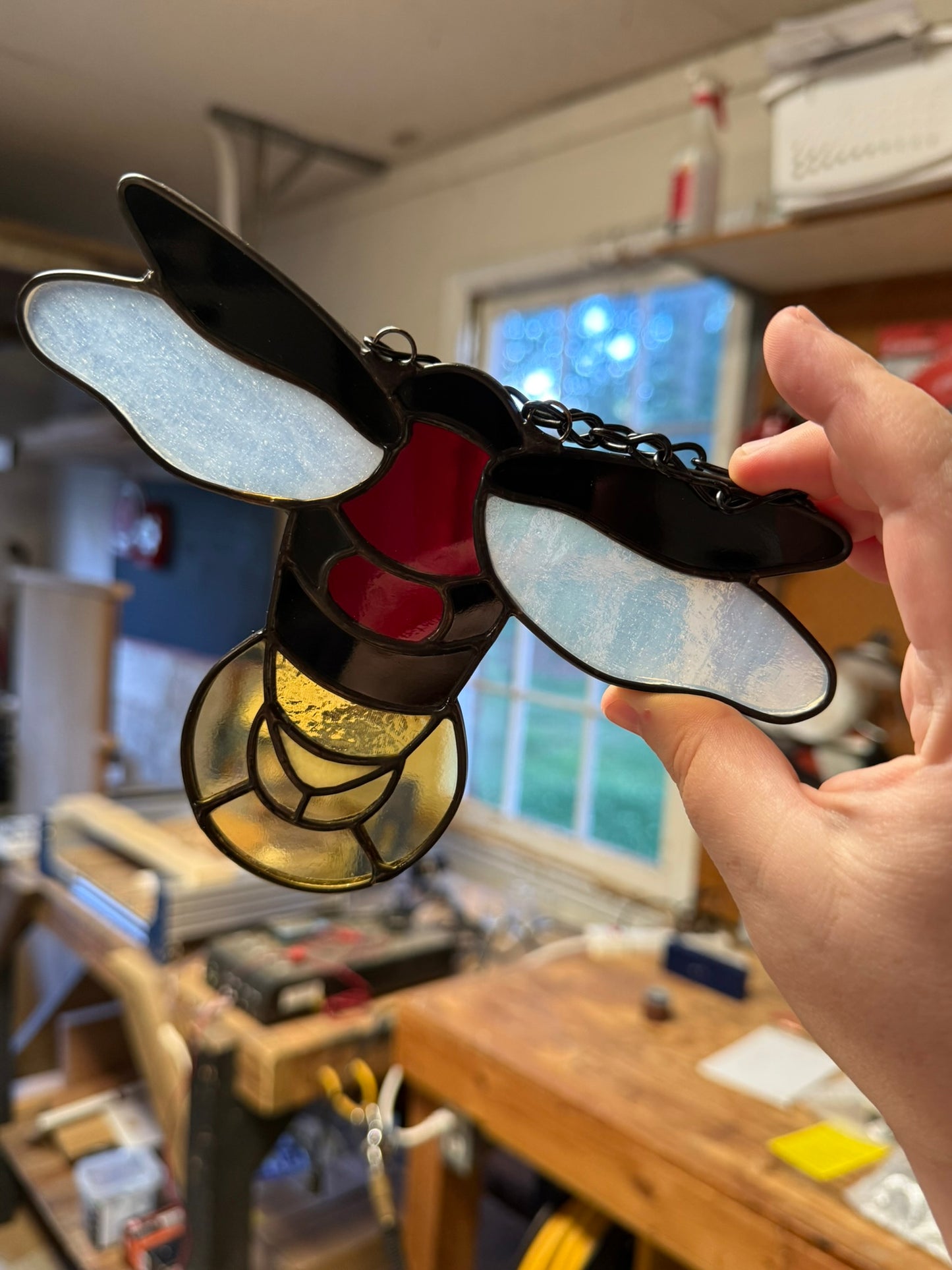 Lightning Bug Stained Glass Suncatcher